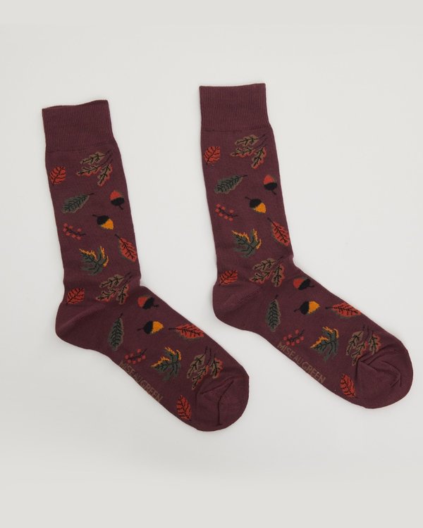 Chaussettes à motifs feuillages rouge Chaussettes à motifs feuillages rouge