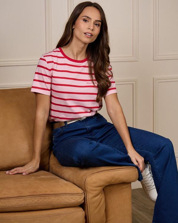 T-shirt brodé Garret rose