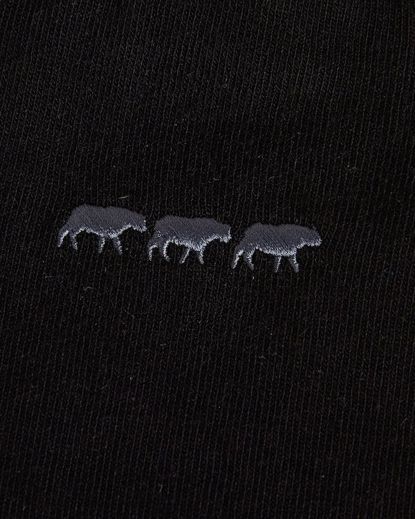 Chaussettes unies broderie 3 vaches noir