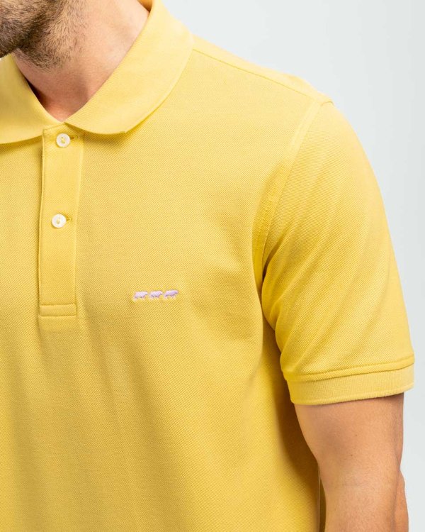 Polo piqué Douglas coupe droite manches courtes uni jaune Polo piqué Douglas coupe droite manches courtes uni jaune