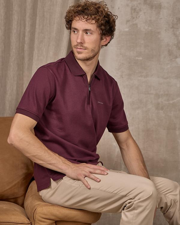Polo col zippé rouge Polo col zippé rouge