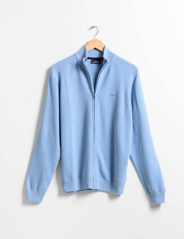 Cardigan uni zippé coton Standard 100 by OEKO-TEX® bleu