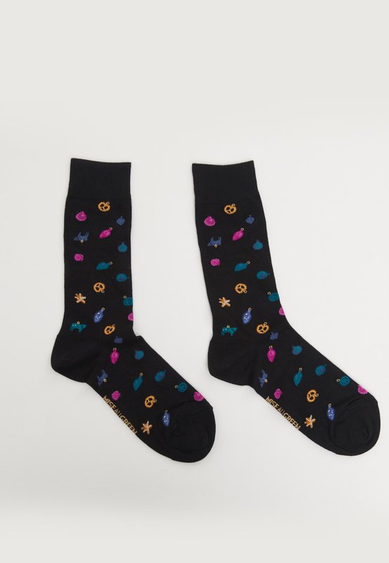 Chaussettes jacquard fantaisie de Noël en coton noir