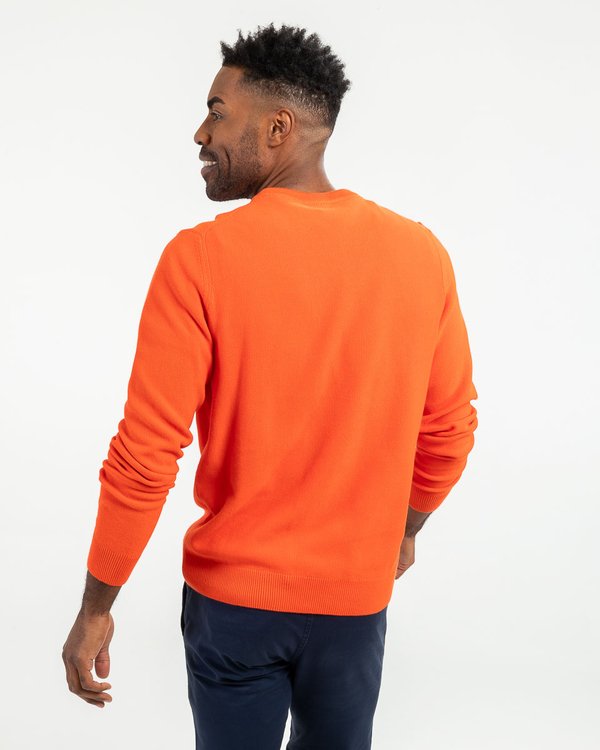 Pull uni Noah col rond en coton issu de l'agriculture biologique orange Pull uni Noah col rond en coton issu de l'agriculture biologique orange