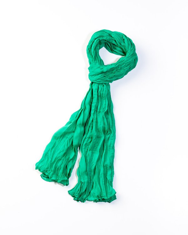 Chèche uni effet froissé en coton vert