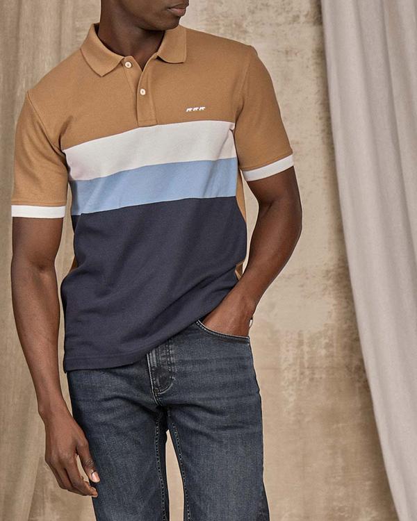 Polo à grosses rayures beige