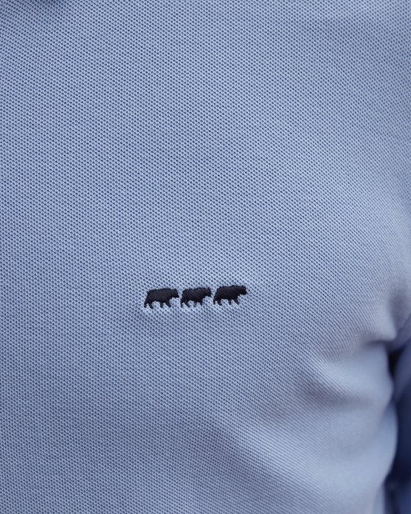 Chemise manches longues cintrée en coton piqué bleu