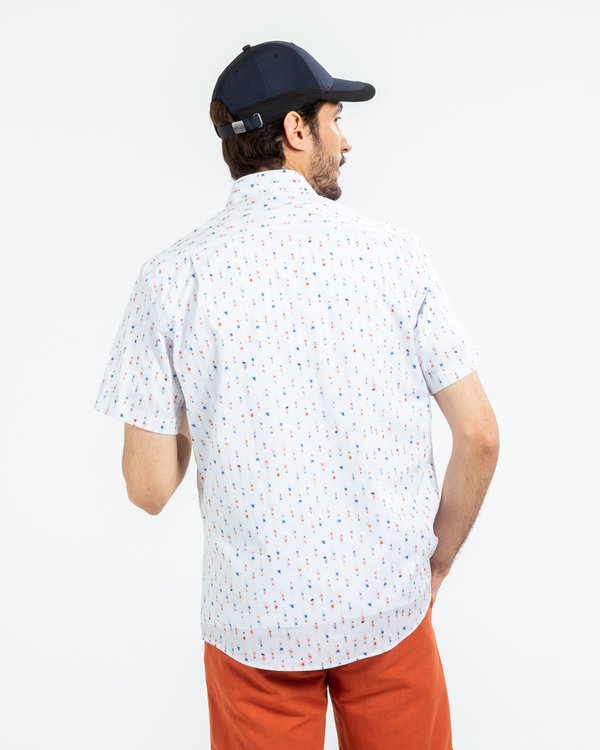 Chemise à manches courtes imprimée regular fit blanc