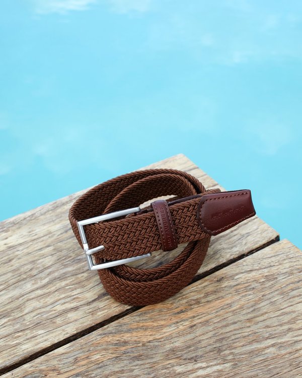 Ceinture tressée unie à boucle vert