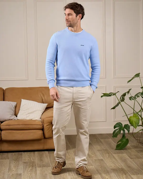 Pull nid d'abeille bleu