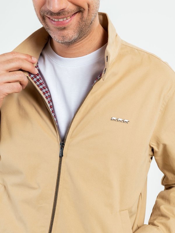 Blouson bomber manches longues en coton beige Blouson bomber manches longues en coton beige