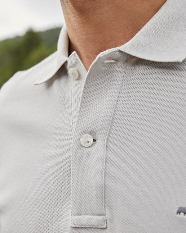 Polo regular fit Robin uni à manches longues blanc Polo regular fit Robin uni à manches longues blanc