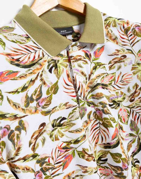 Polo imprimé manches courtes 100% coton beige