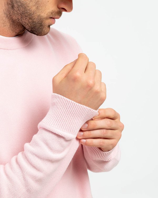Pull uni Noah col rond en coton issu de l'agriculture biologique rose