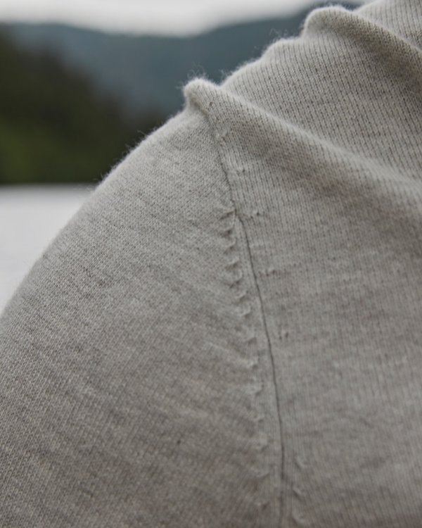 Pull Adam col roulé uni manches longues en coton cachemire gris