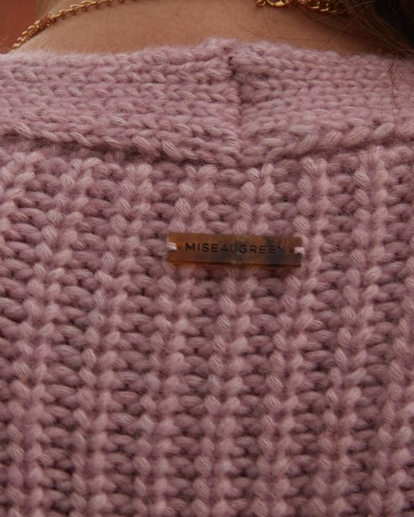 Cardigan boutonné à grosses mailles coton et Mérinos rose Cardigan boutonné à grosses mailles coton et Mérinos rose