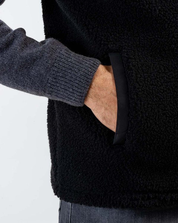 Gilet polaire sans manches zippé uni noir