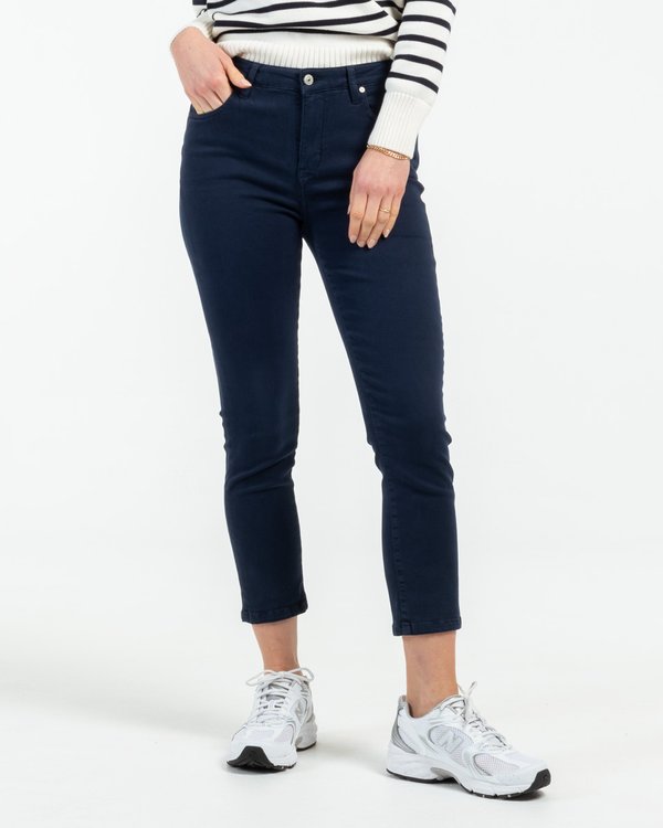 Pantacourt slim uni longueur 7/8 en coton bleu