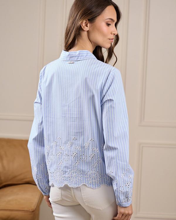Chemise broderies Gillia bleu