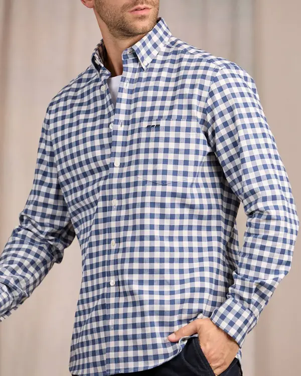 Chemise à larges carreaux vichy bleu