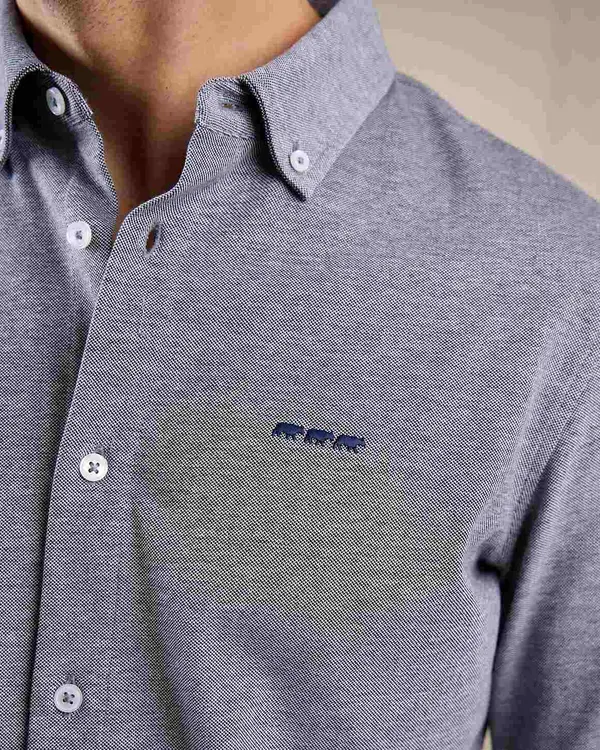 Chemise maille piquée bleu