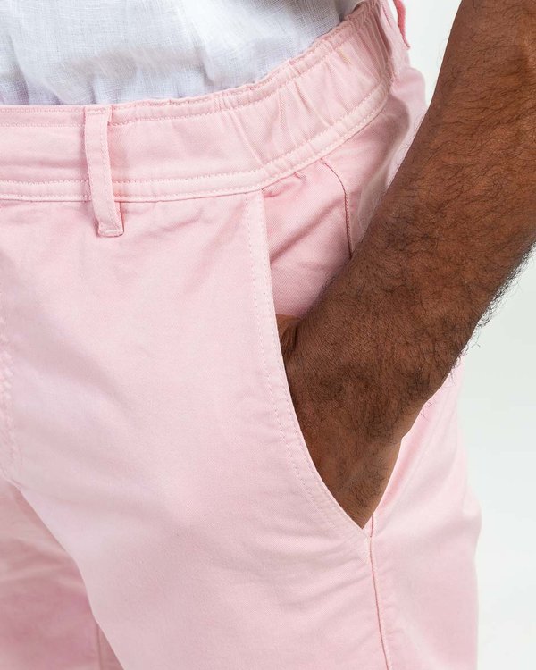 Bermuda chino uni taille élastique en coton rose