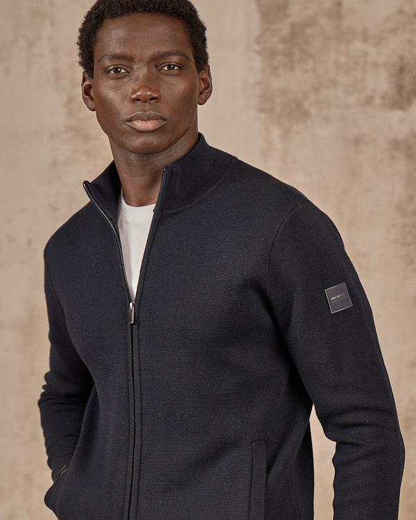 Cardigan à col camionneur bleu