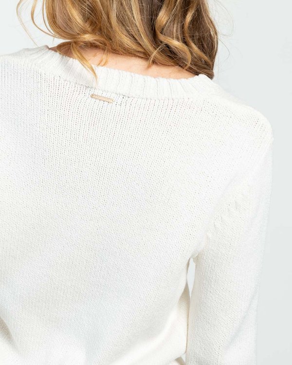 Pull maille fantaisie coton Standard 100 by OEKO-TEX® blanc Pull maille fantaisie coton Standard 100 by OEKO-TEX® blanc