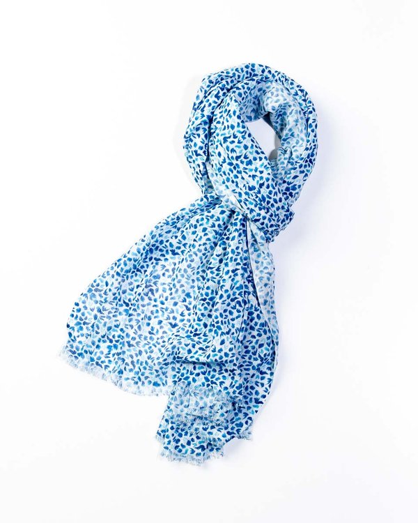 Chèche imprimé en coton bleu