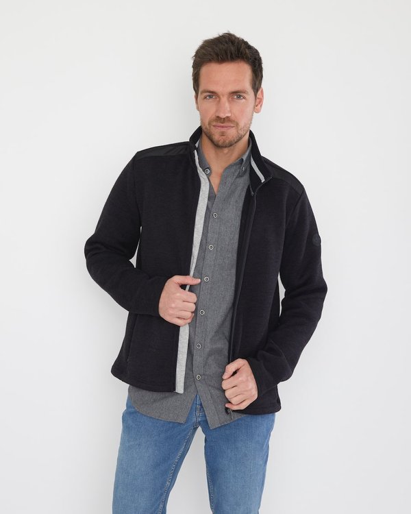 Blouson polaire uni regular fit col camionneur bleu Blouson polaire uni regular fit col camionneur bleu