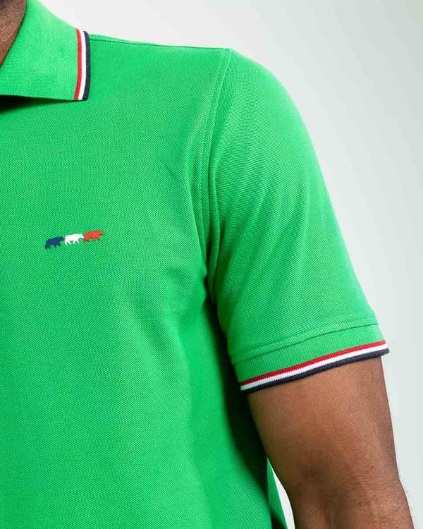 Polo Jules manches courtes détails tricolores en coton blanc