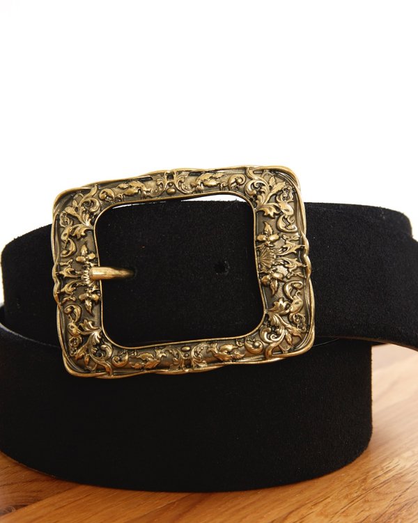 Ceinture unie à boucle en cuir noir