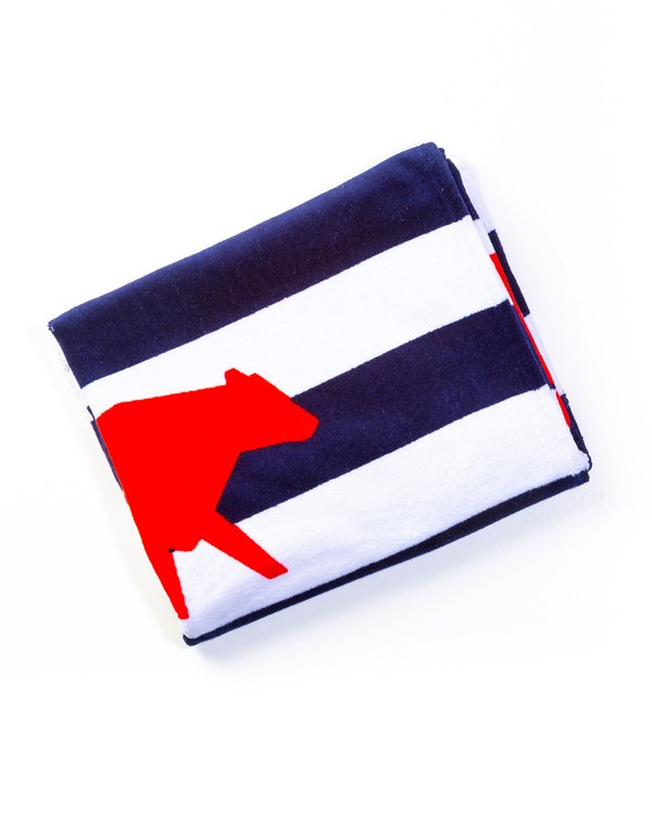 Serviette de plage rayée en coton bleu Serviette de plage rayée en coton bleu