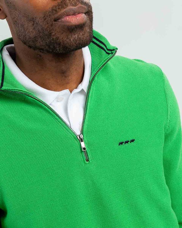 Pull col camionneur coton issu de l'agriculture biologique vert Pull col camionneur coton issu de l'agriculture biologique vert