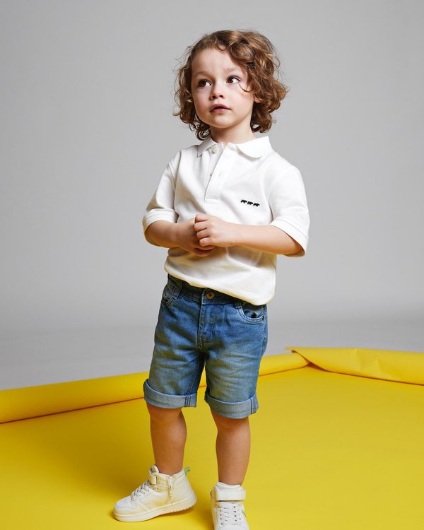 Polo Douglas enfant manches courtes en coton blanc Polo Douglas enfant manches courtes en coton blanc