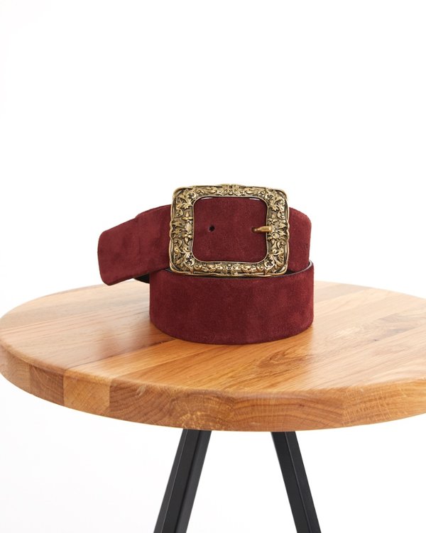 Ceinture unie à boucle en cuir rouge