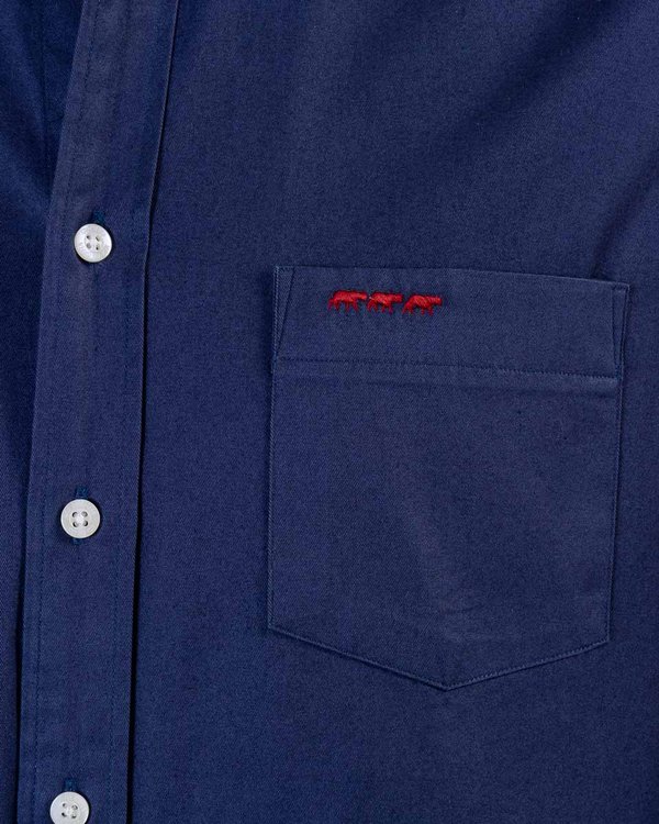 Chemise manches longues gabardine toucher doux 100% coton bleu Chemise manches longues gabardine toucher doux 100% coton bleu