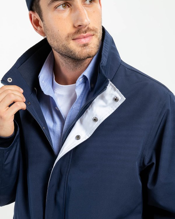 Parka nautique grandes poches boutons-pressions bleu Parka nautique grandes poches boutons-pressions bleu