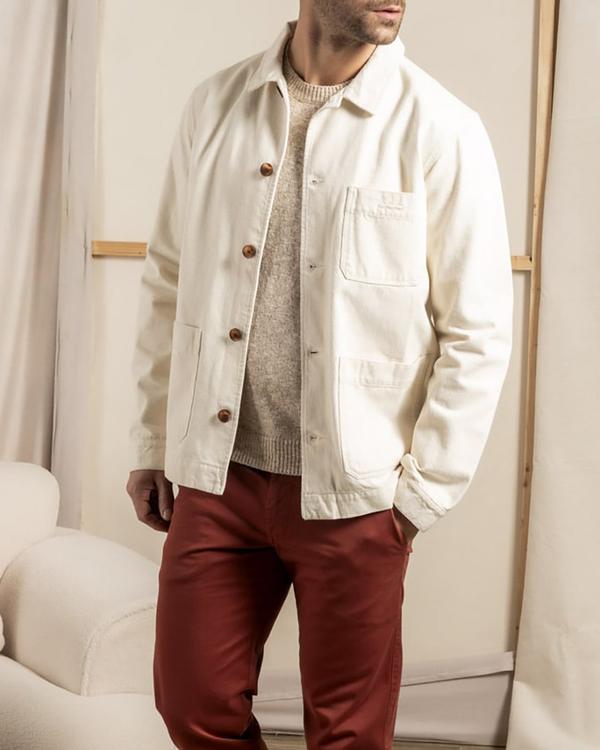 Veste peintre unie broderie 3 vaches en coton Veste peintre unie broderie 3 vaches en coton