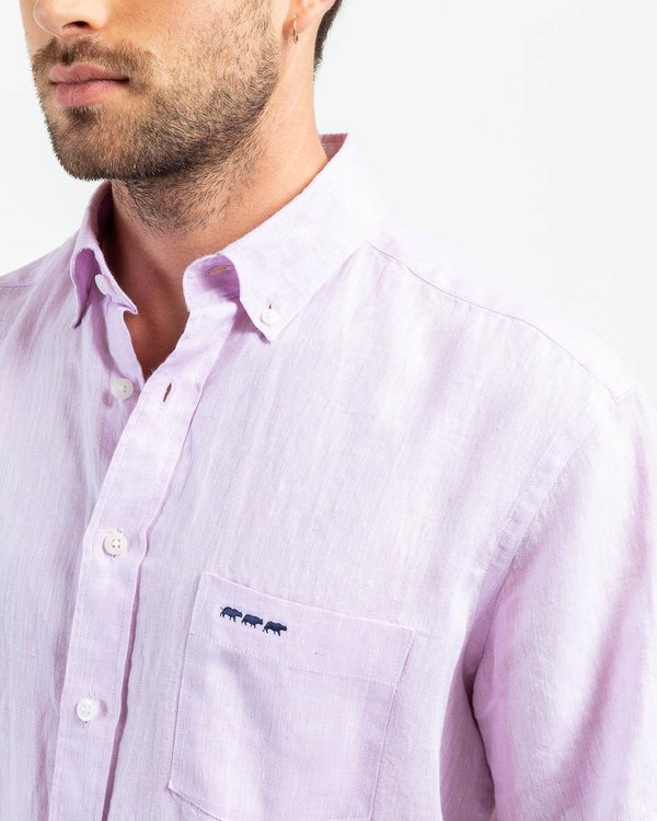 Chemise en lin regular fit unie à manches courtes Chemise en lin regular fit unie à manches courtes
