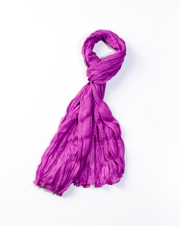 Chèche uni effet froissé en coton rose