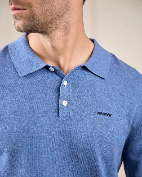 Pull col polo Gaspar bleu