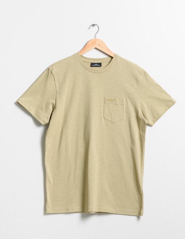 T-shirt uni manches courtes poche poitrine en coton vert