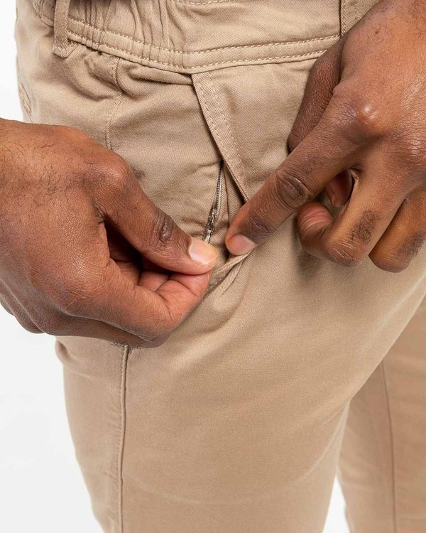Pantalon chino taille élastique en coton gris