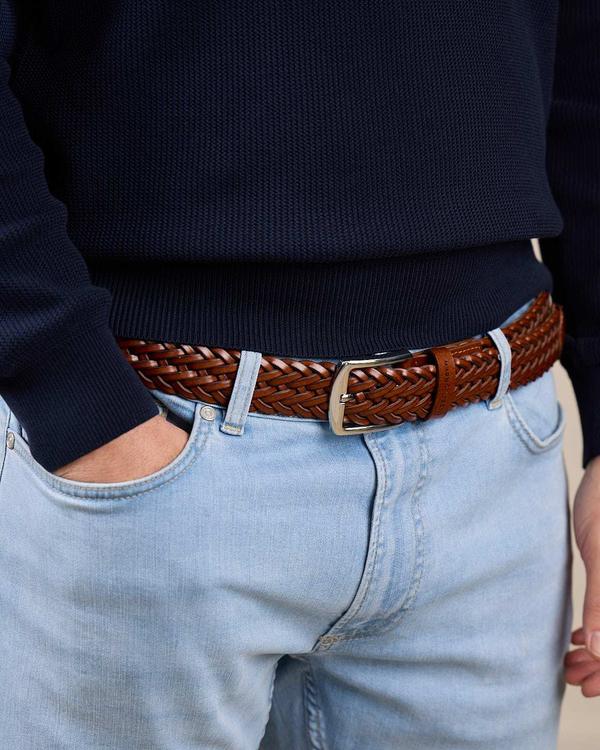 Ceinture tressée cuir George beige