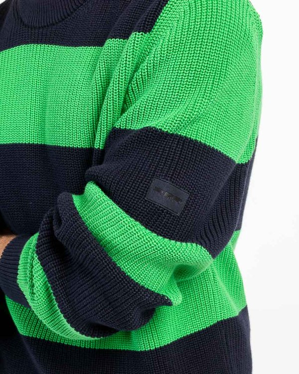 Pull rayé en coton issu de l'agriculture biologique bleu