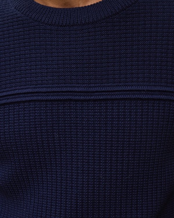 Pull jacquard à manches longues 50% Mérinos bleu Pull jacquard à manches longues 50% Mérinos bleu