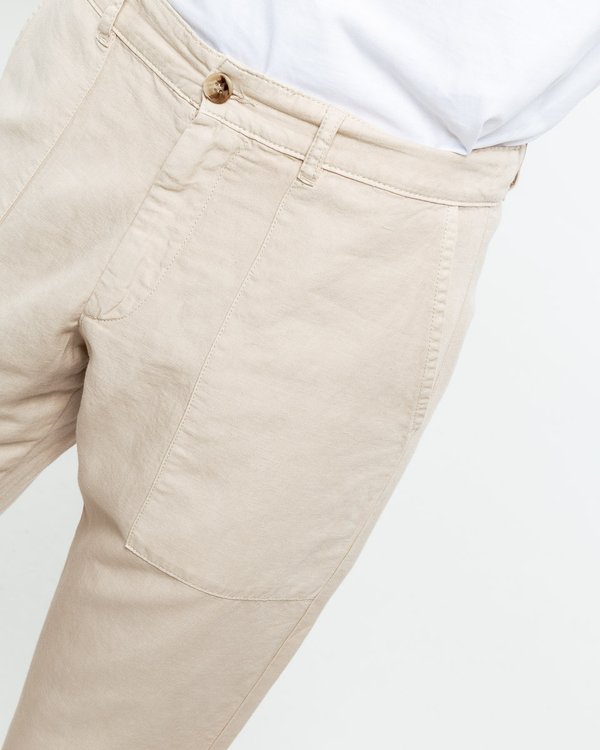 Pantalon lin et coton uni regular fit beige
