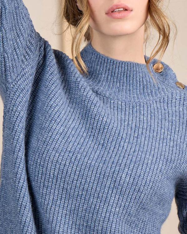 Pull col cheminée bleu