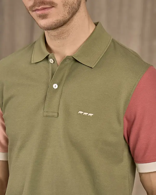 Polo color block vert